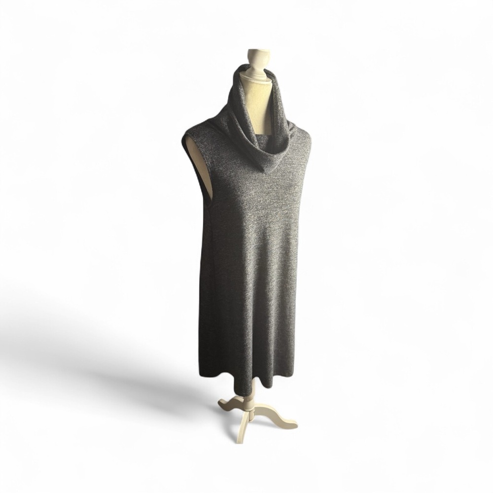 Glam 80’sCharcoal Gray Cowl Neck Sleeveless sweater dress Office Siren Corpcore